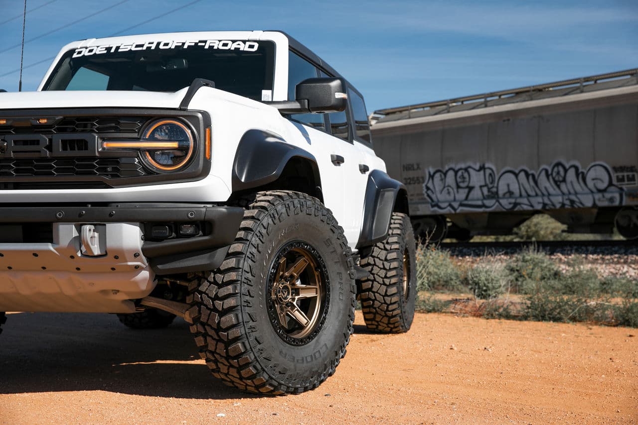 Side profile of 2023 Ford Bronco Raptor with wheels