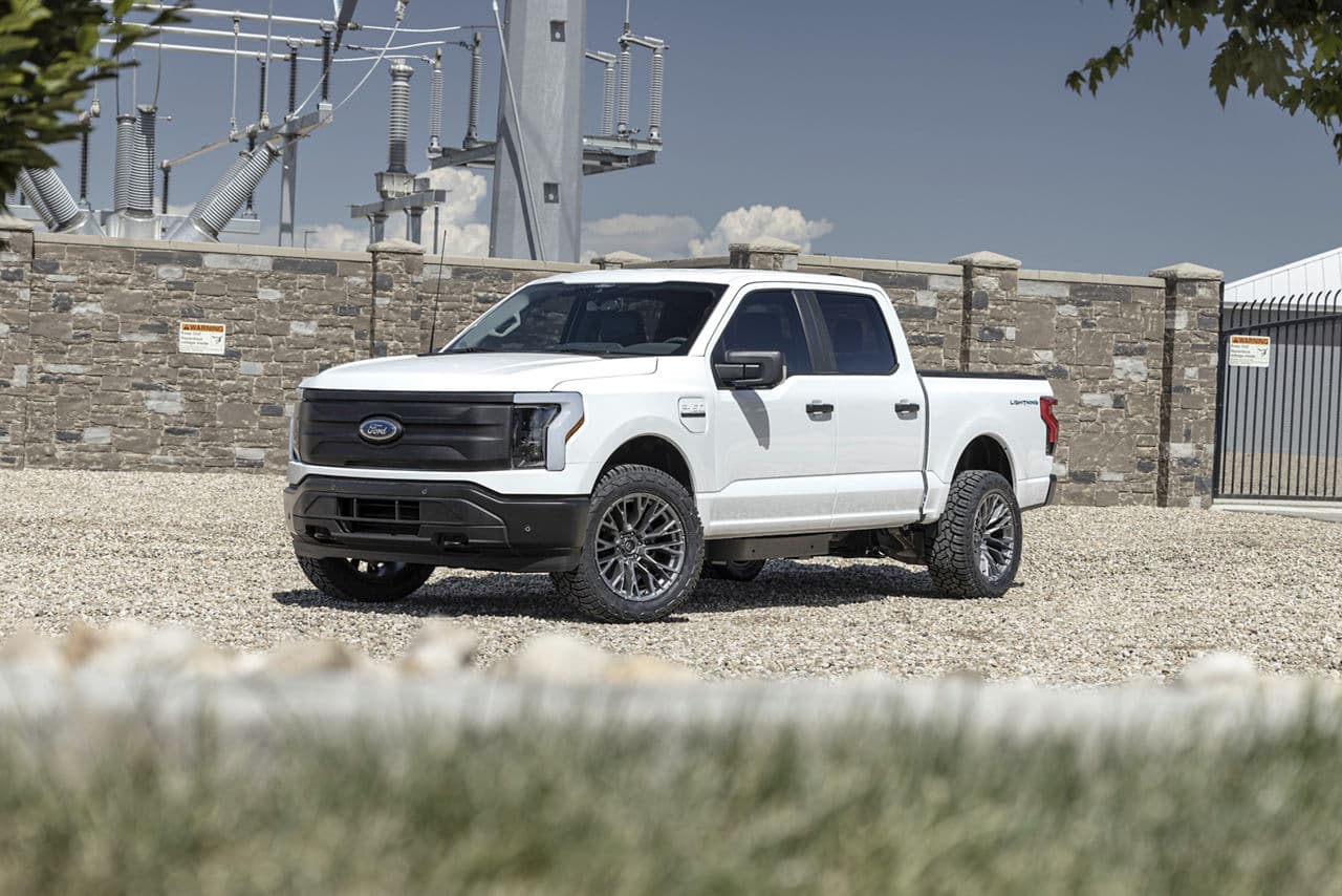 Interior of 2023 Ford F150 Lightning with wheels
