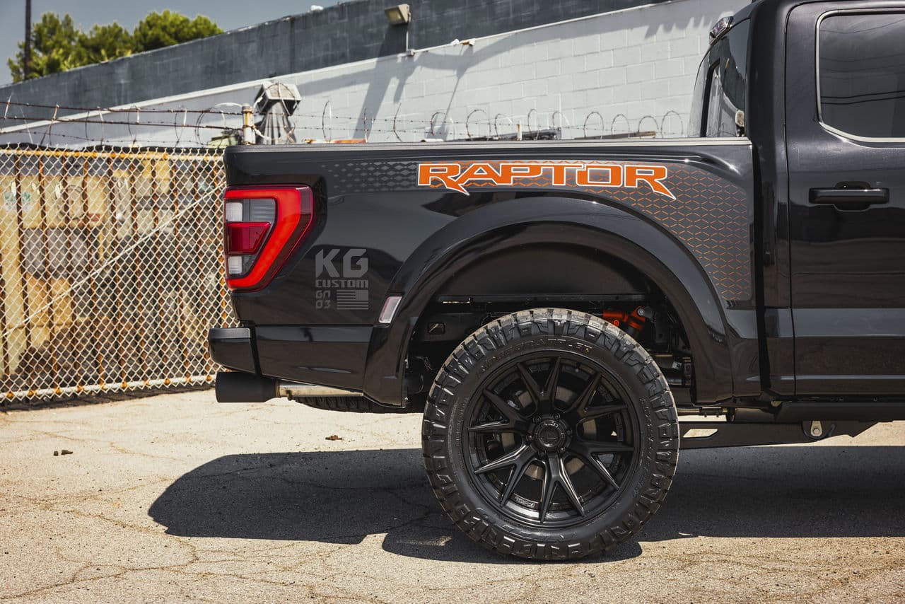 Interior of 2023 Ford F150 Raptor with wheels