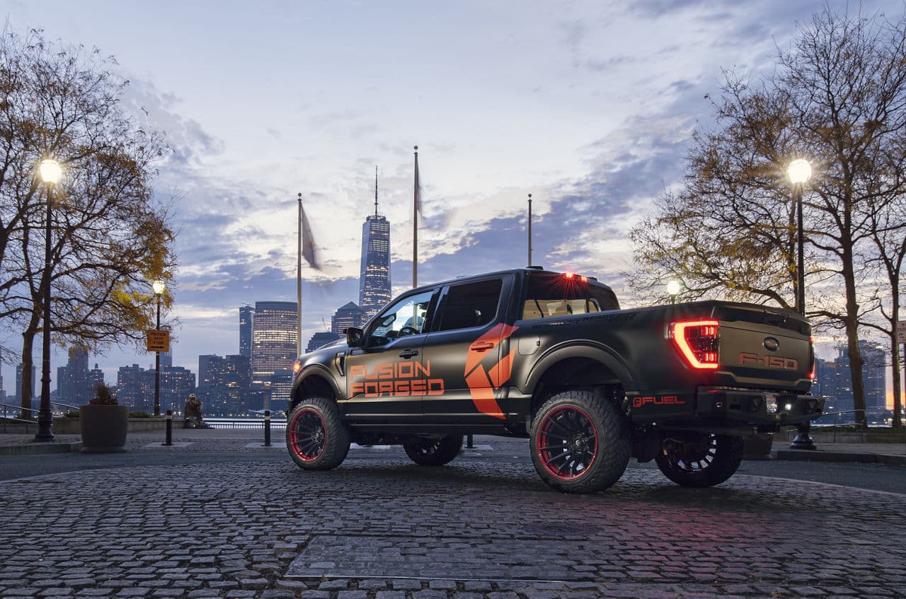 Side profile of 2023 Ford F150 with wheels