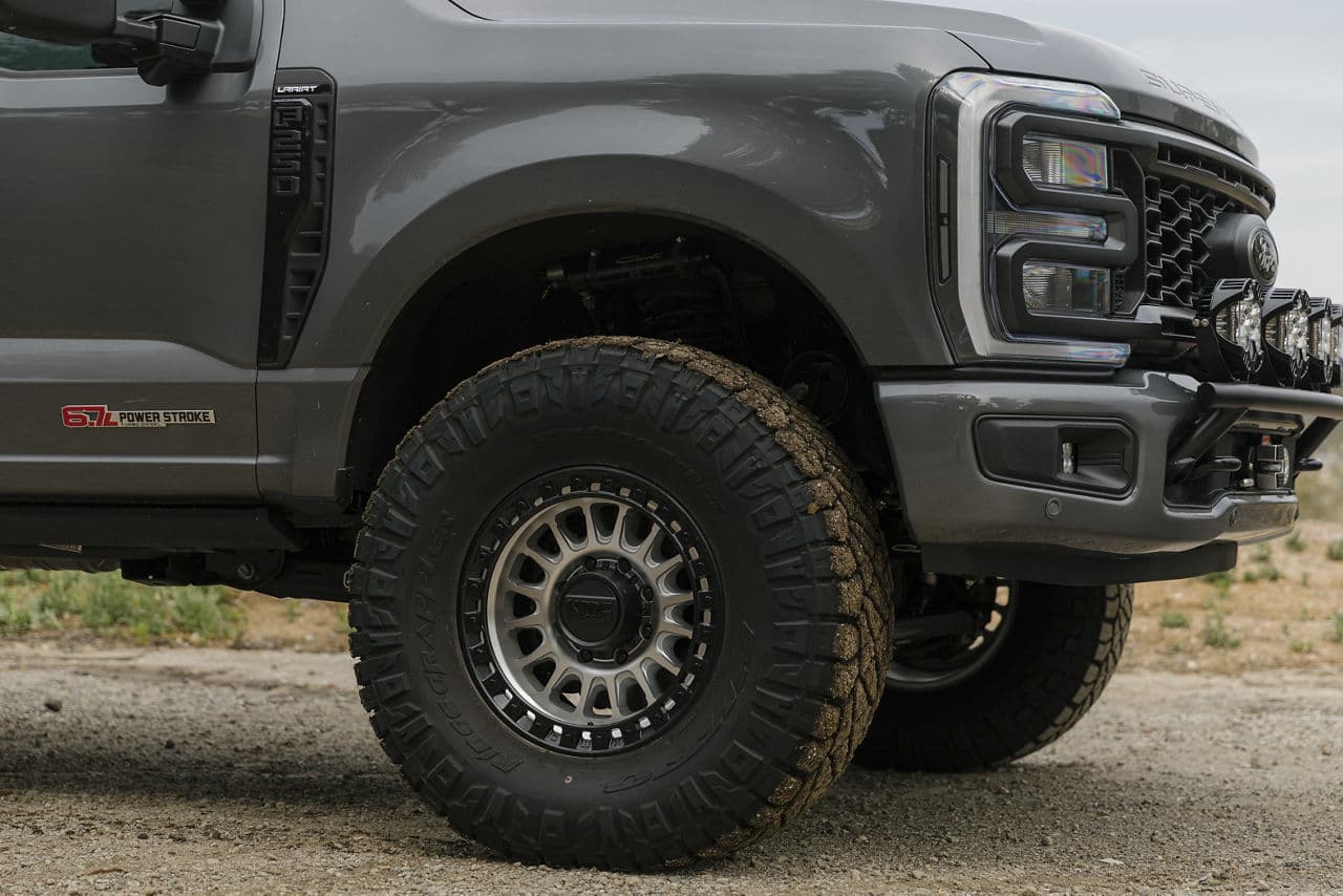 Side profile of 2023 Ford F250 with wheels