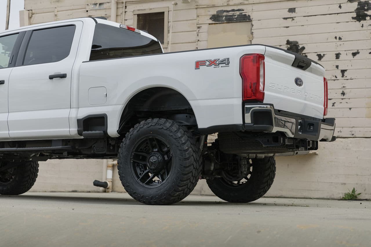 Rear view of 2023 Ford F250 with wheels