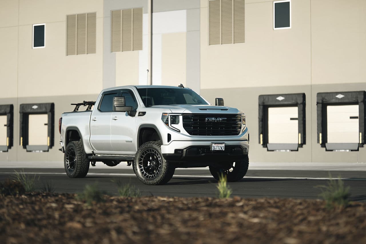 Front view of 2023 GMC Sierra Denali with truck suv wheels