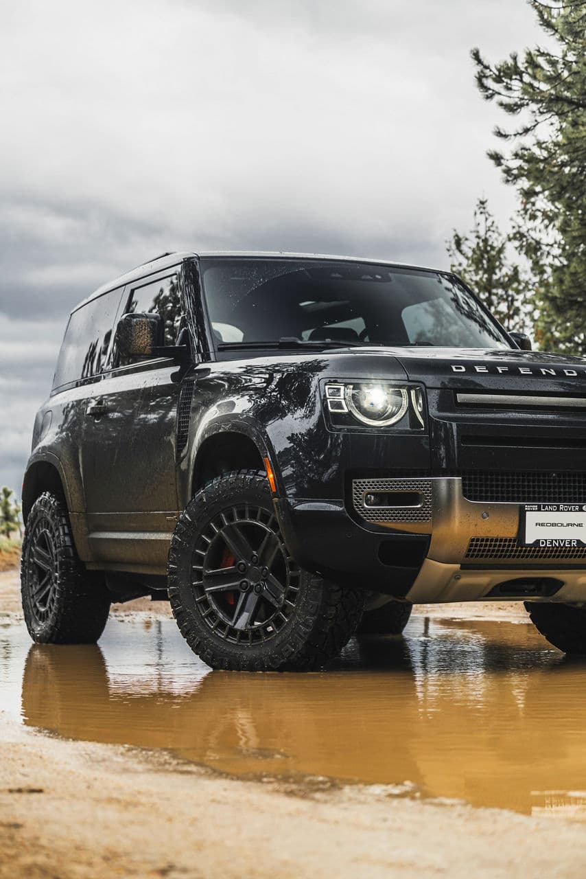 Detail view of 2023 Land Rover Defender 90 with truck suv wheels