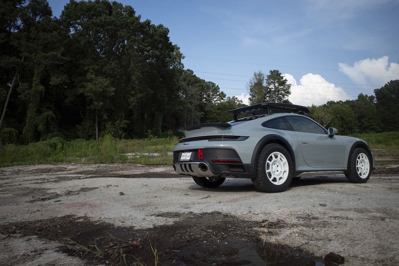 Side profile of 2023 Porsche 911 Dakar with wheels