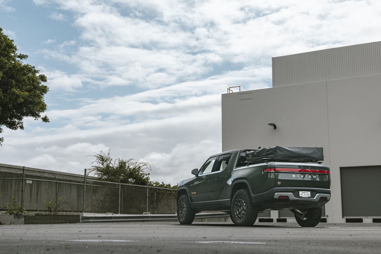 Interior of 2023 Rivian R1T with wheels