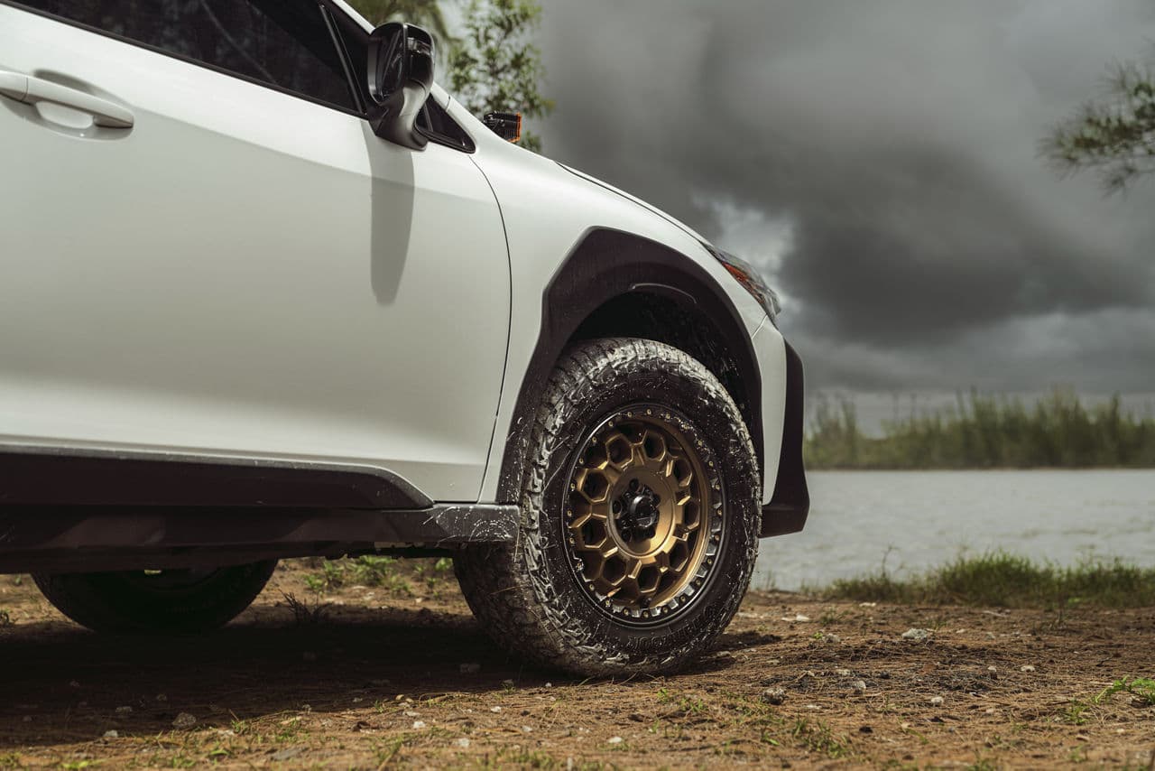 Side profile of 2023 Subaru Outback with wheels