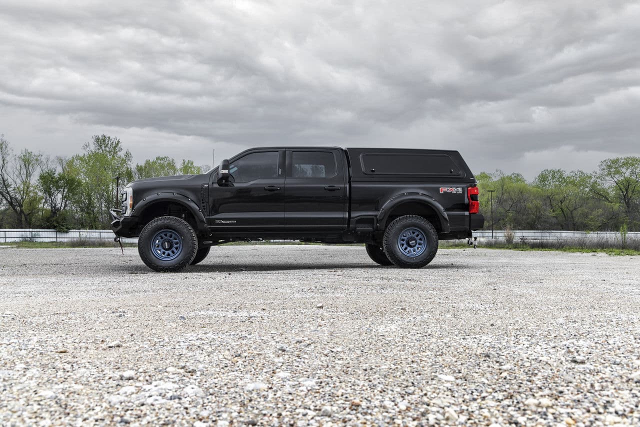 Side profile of 2024 Ford F250 Super Duty with wheels