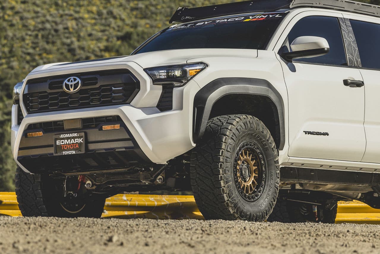 Rear view of 2024 Toyota Tacoma with wheels