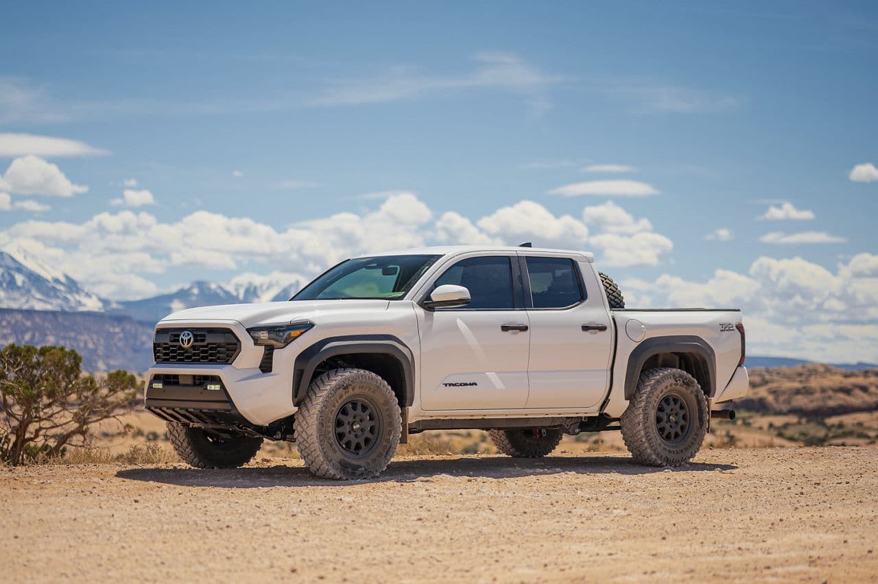Front view of 2024 Toyota Tacoma with wheels