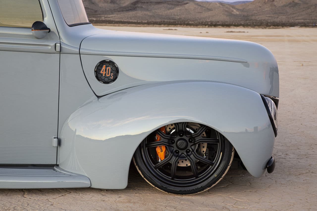 Interior of 1940 Ford Pickup with wheels