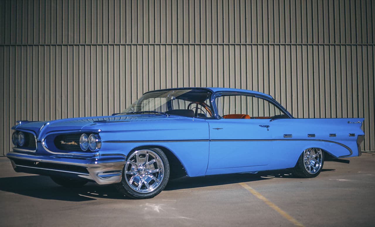 Detail view of 1959 Pontiac Bonneville with wheels