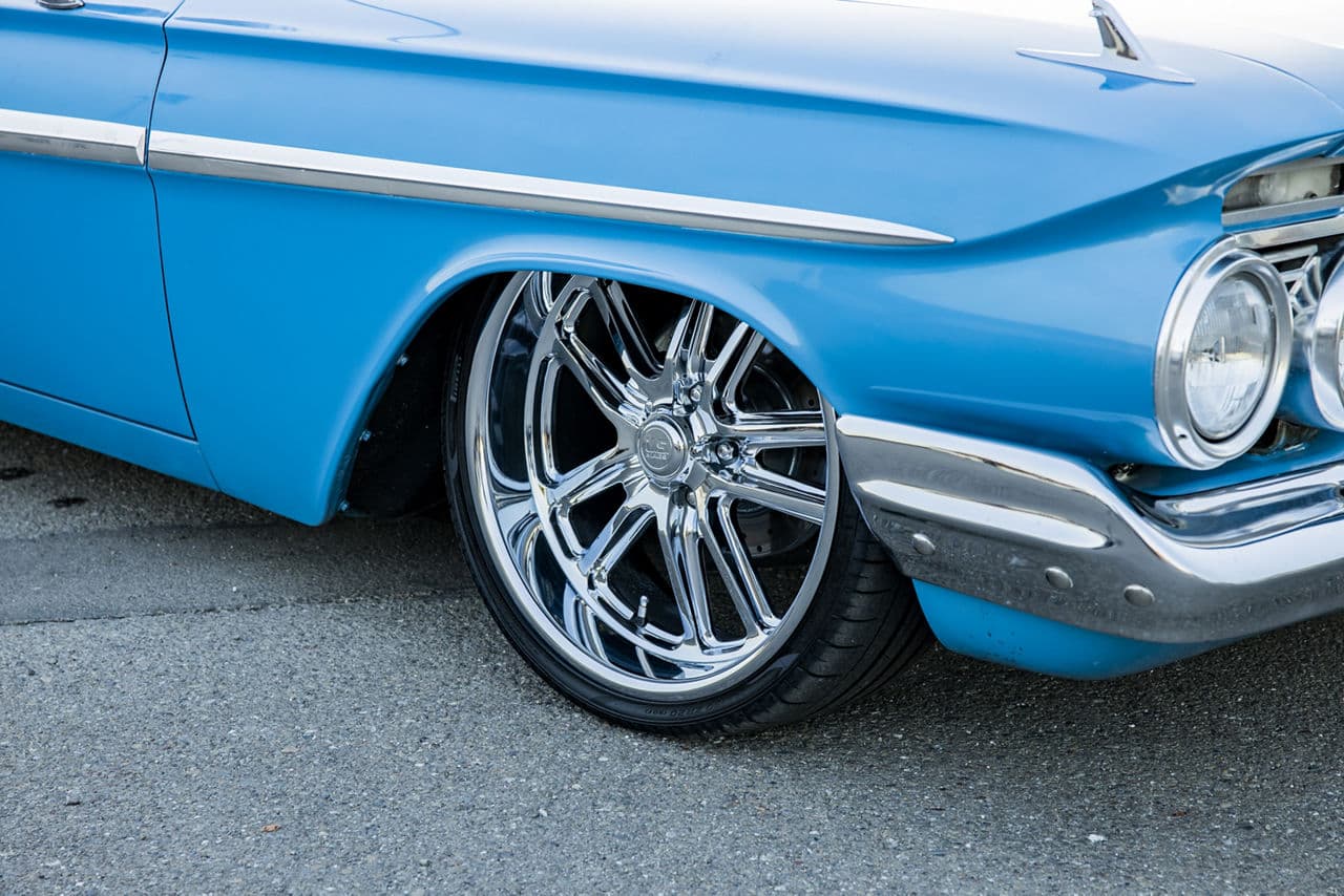 Interior of 1961 Chevrolet Impala with wheels