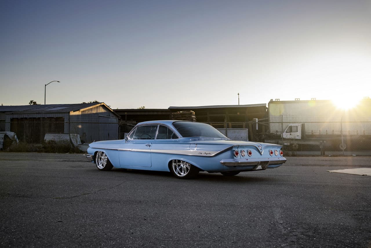 Detail view of 1961 Chevrolet Impala with wheels