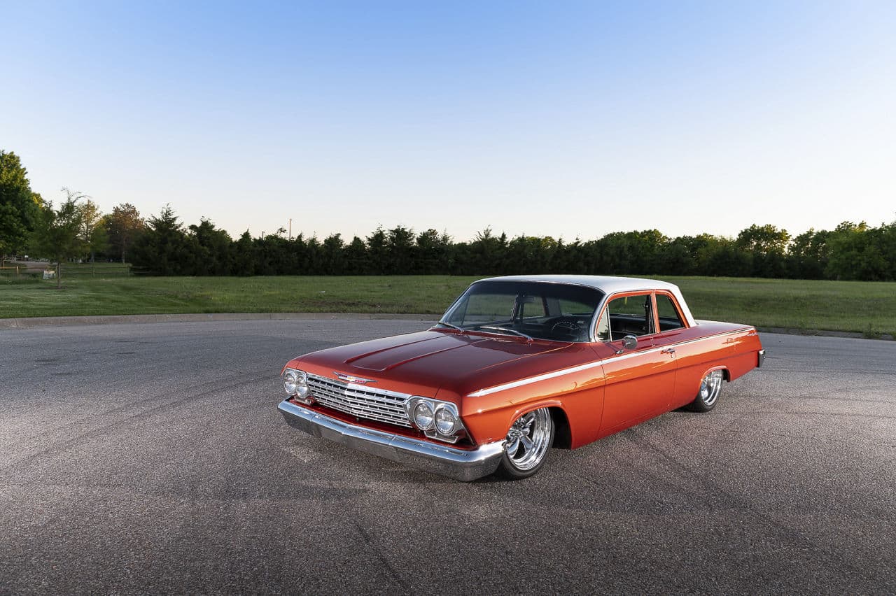 Detail view of 1962 Chevrolet Bel Air with wheels