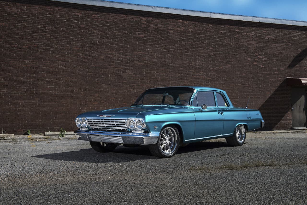 Front view of 1962 Chevrolet Biscayne with wheels
