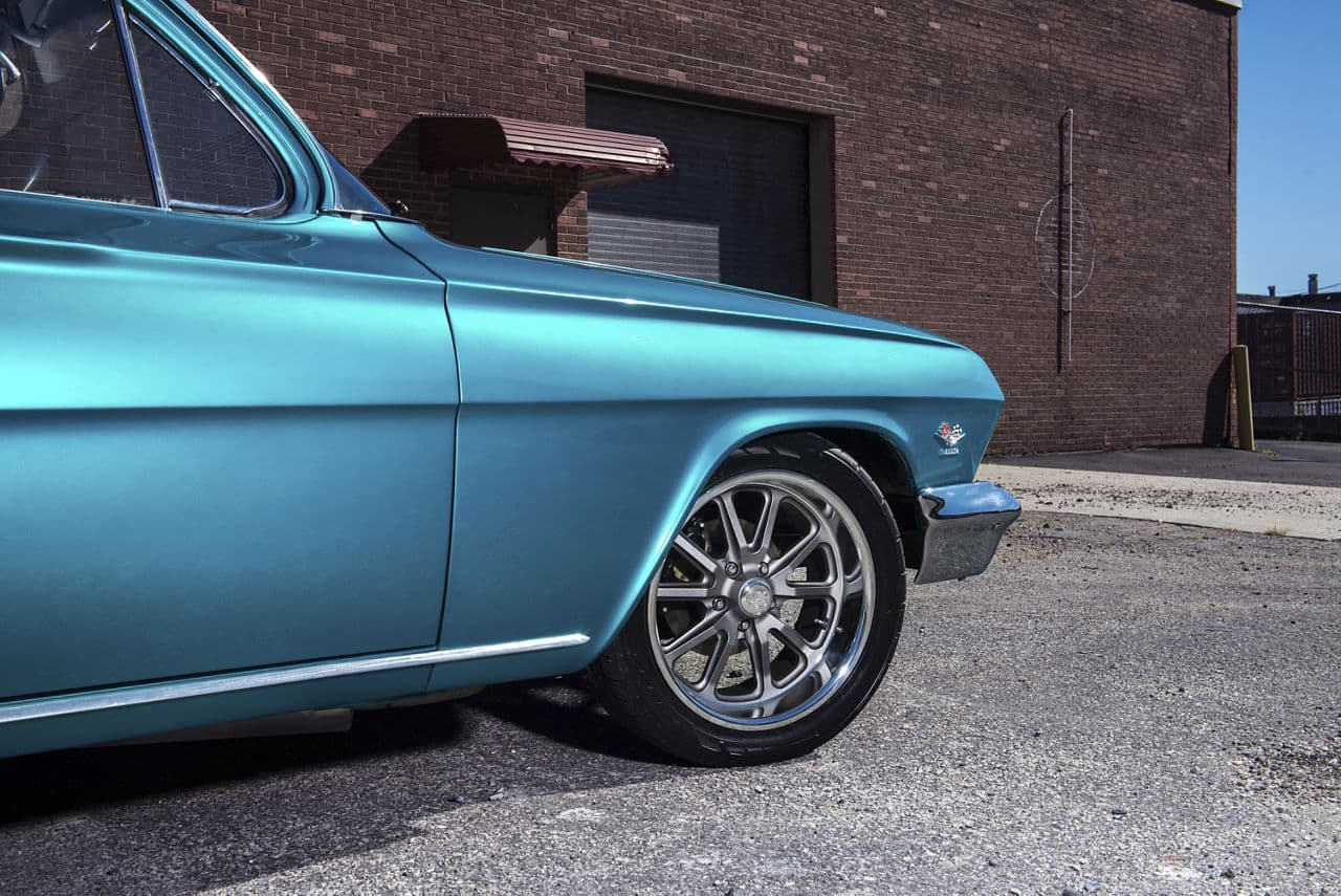 Rear view of 1962 Chevrolet Biscayne with wheels