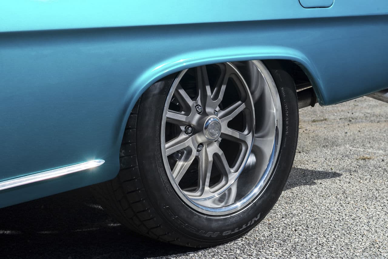 Interior of 1962 Chevrolet Biscayne with wheels