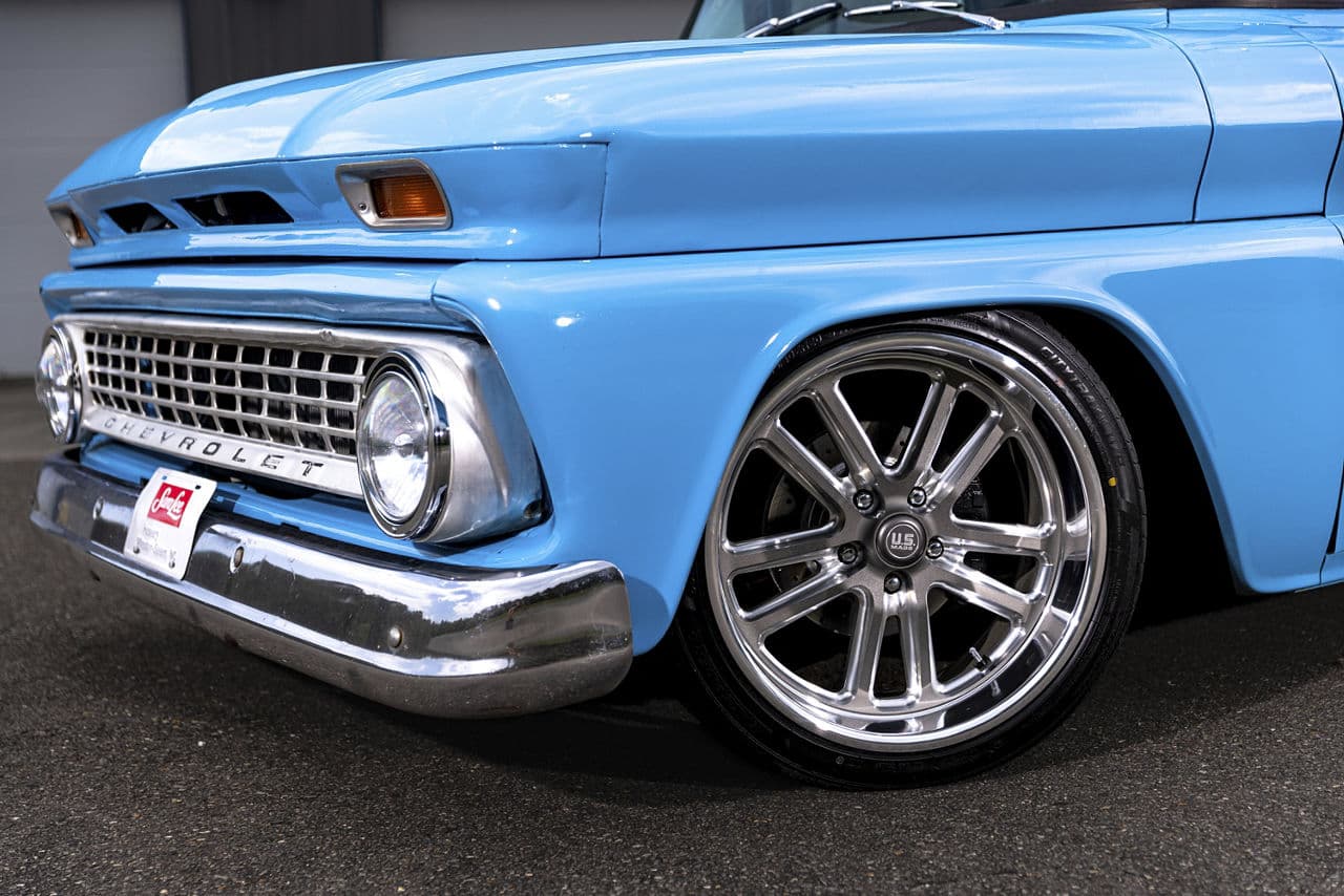 Side profile of 1963 Chevrolet C10 with wheels