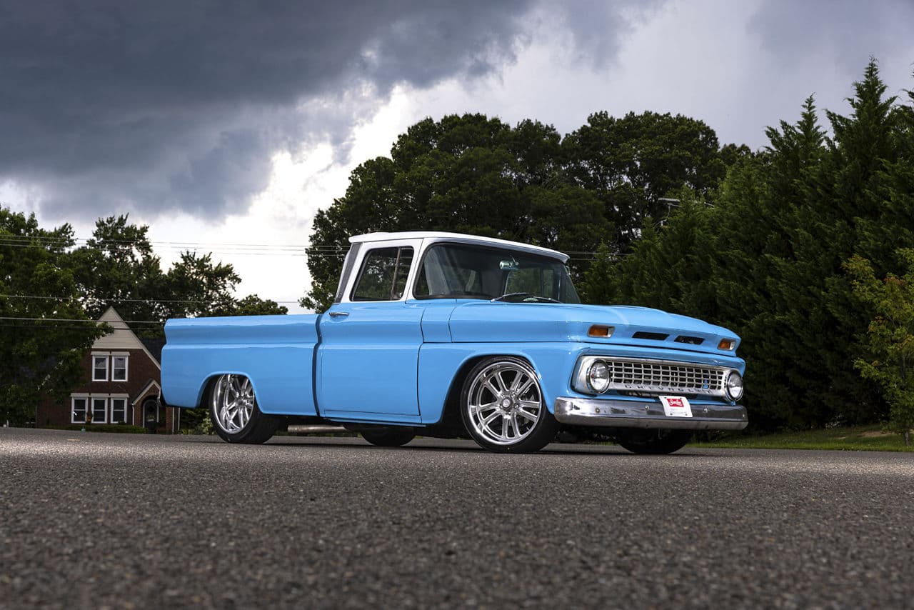 Rear view of 1963 Chevrolet C10 with wheels