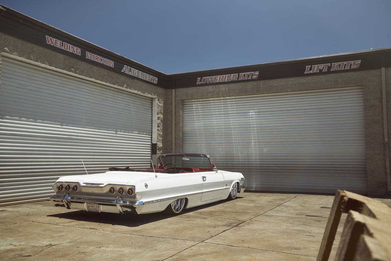 Interior of 1963 Chevrolet Impala with wheels