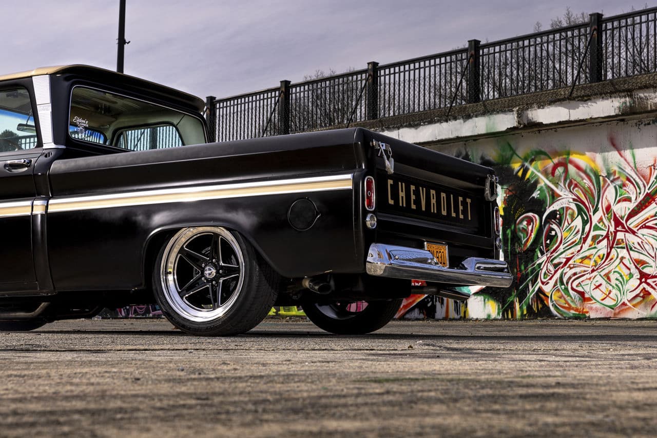 Side profile of 1964 Chevrolet C10 with wheels