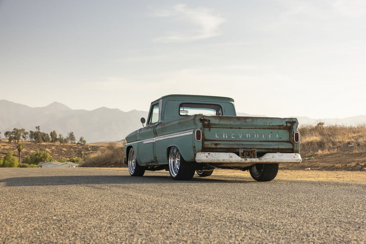Detail view of 1965 Chevrolet C10 with wheels