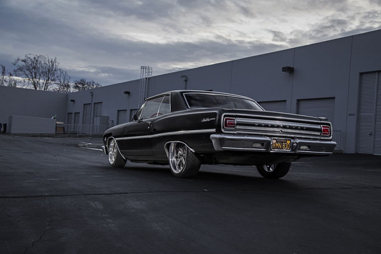 Side profile of 1965 Chevrolet Malibu with wheels