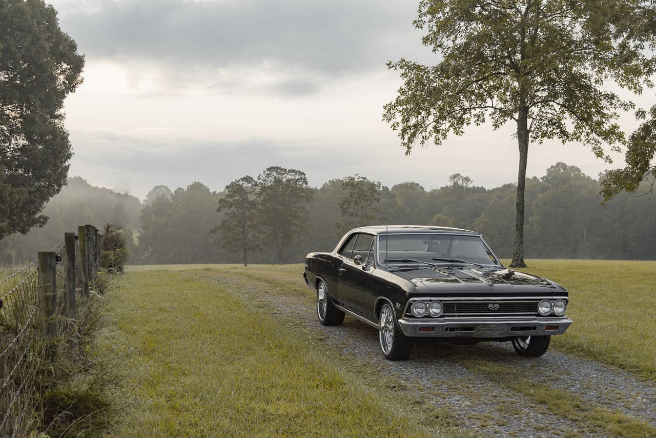 Front view of 1966 Chevrolet Chevelle with wheels