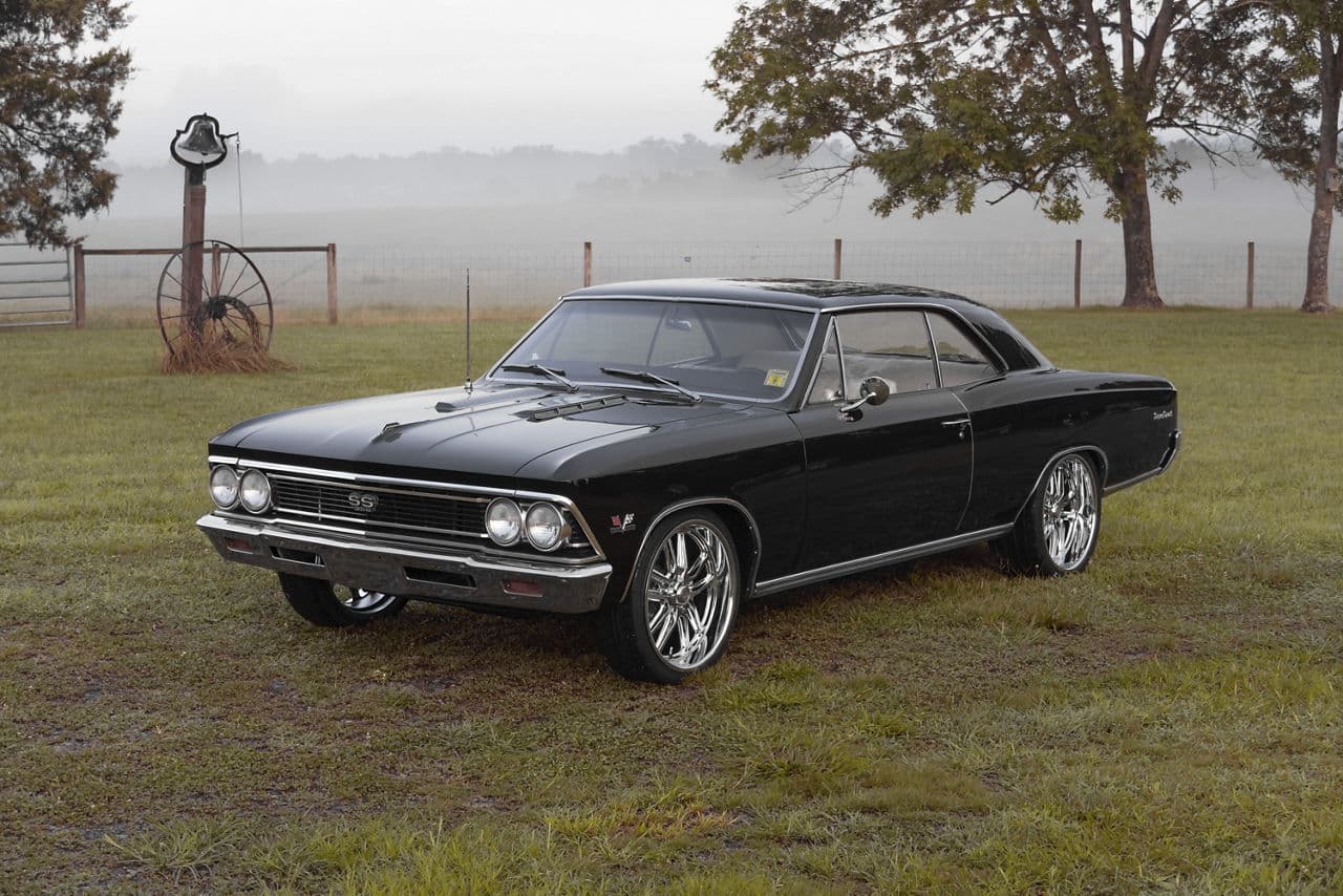 Side profile of 1966 Chevrolet Chevelle with wheels