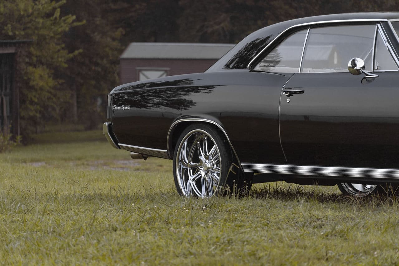Rear view of 1966 Chevrolet Chevelle with wheels