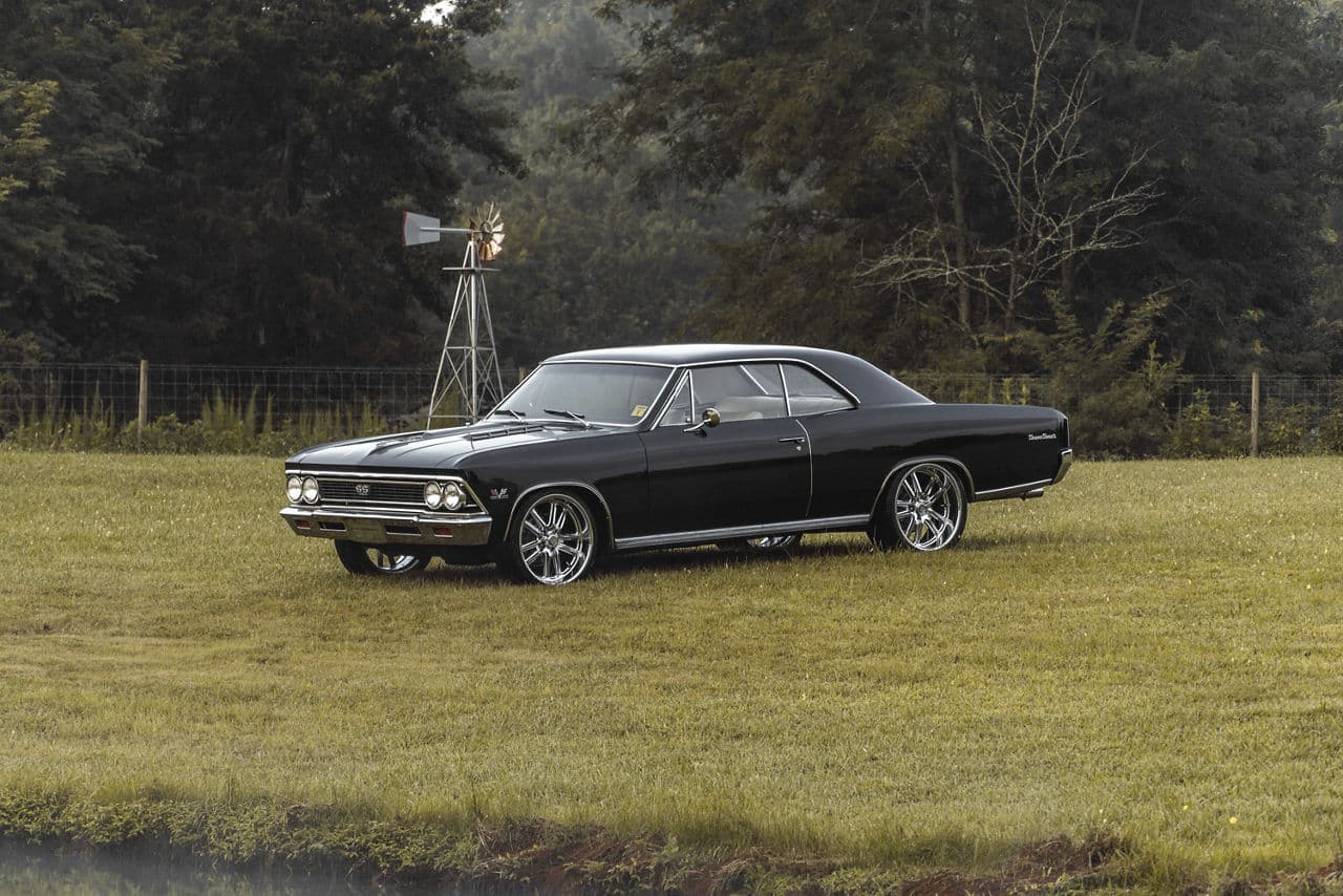 Detail view of 1966 Chevrolet Chevelle with wheels