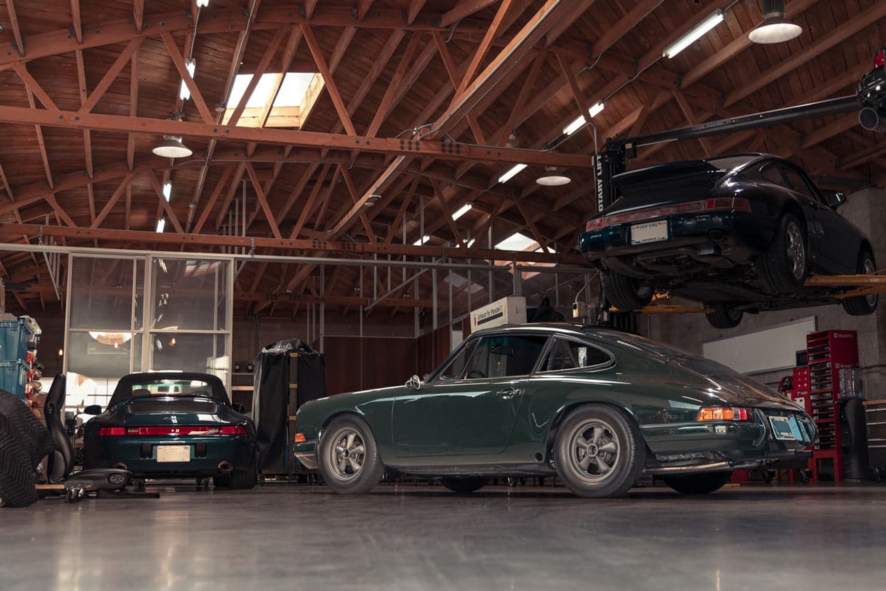 Interior of 1966 Porsche 911 with wheels