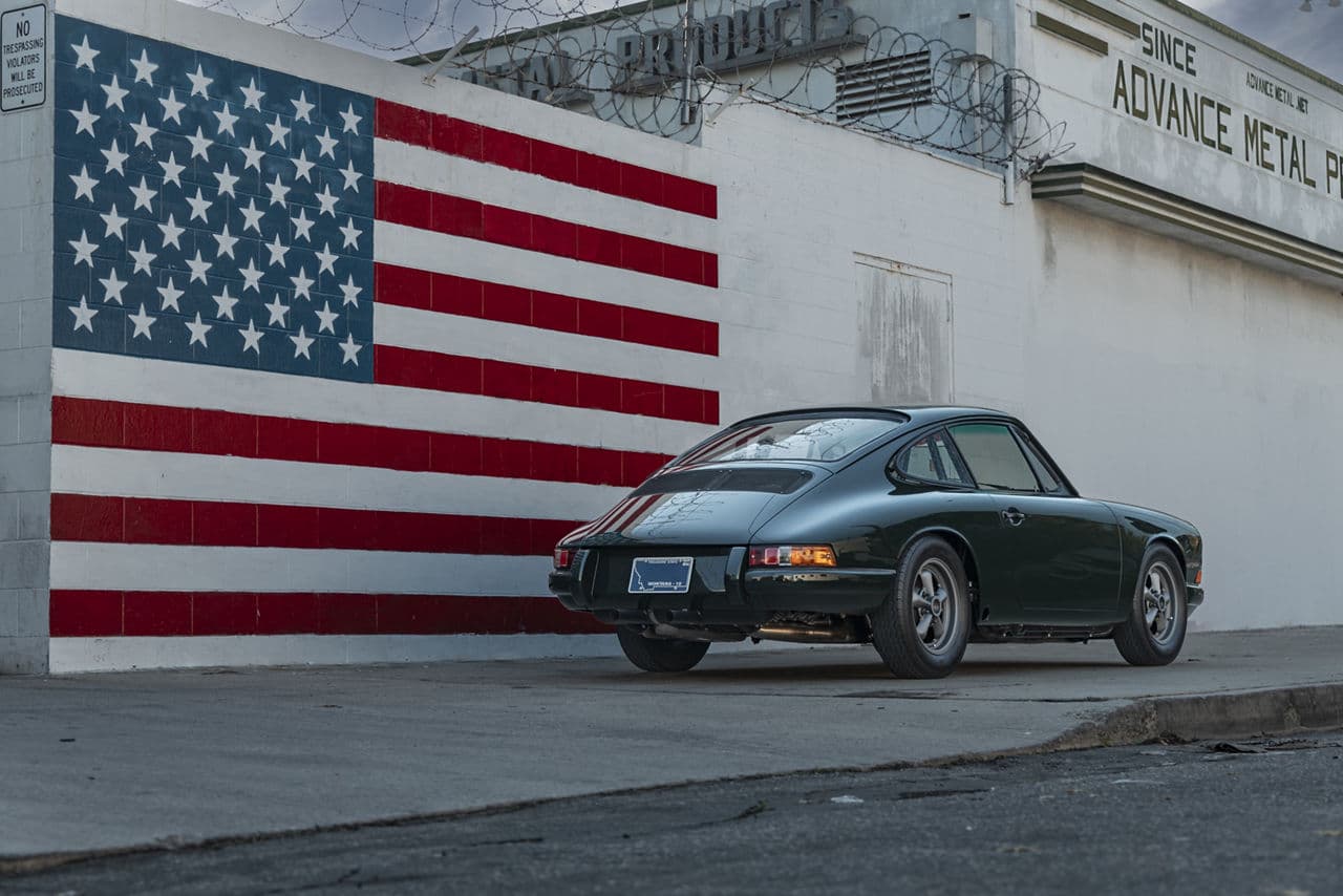 Detail view of 1966 Porsche 911 with wheels