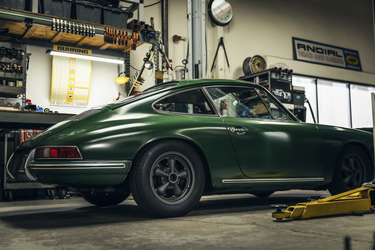 Front view of 1966 Porsche 912 with vehicle wraps
