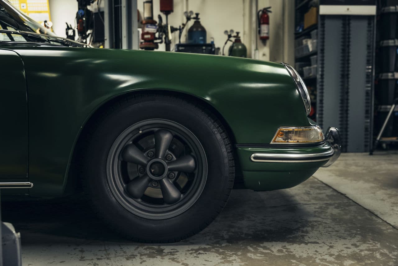 Side profile of 1966 Porsche 912 with vehicle wraps