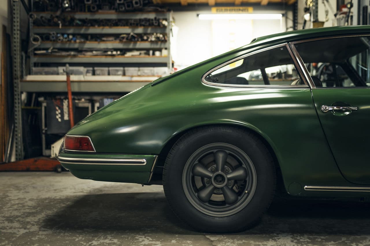 Interior of 1966 Porsche 912 with vehicle wraps