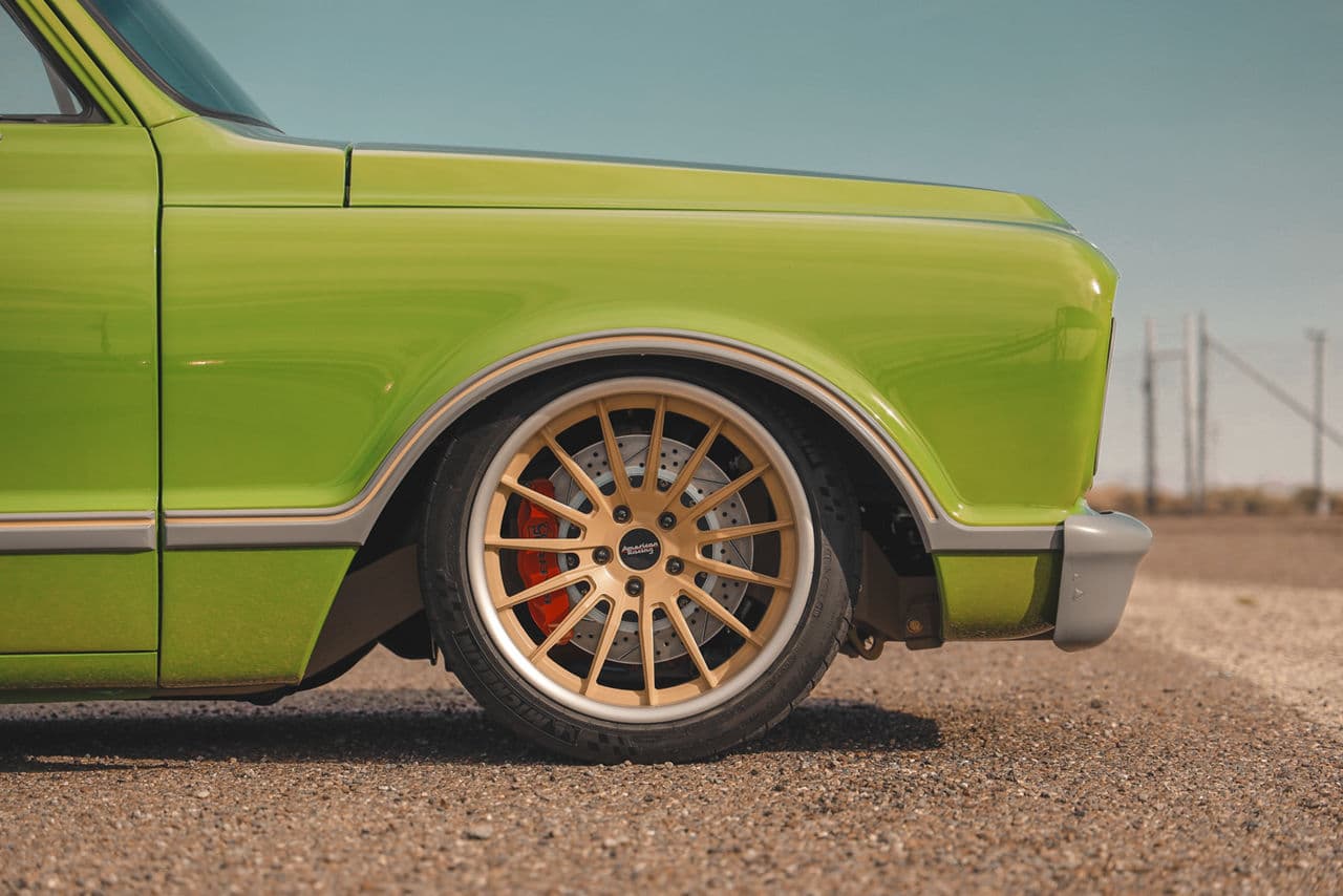 Interior of 1967 Chevrolet C10 with wheels