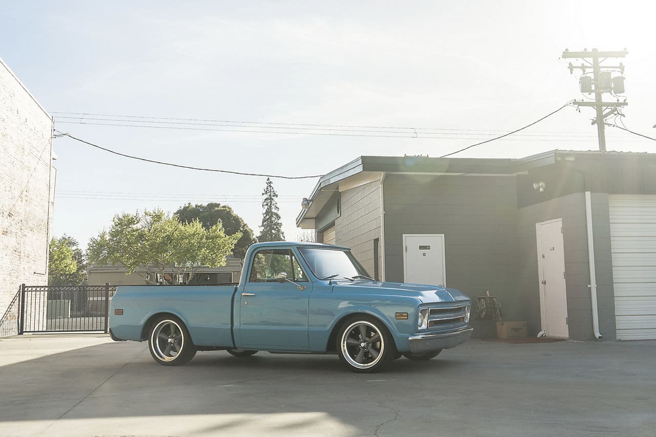Side profile of 1967 Chevrolet C10 with wheels