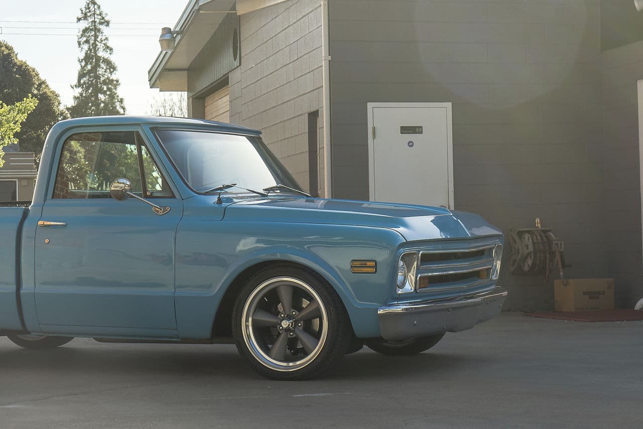 Rear view of 1967 Chevrolet C10 with wheels