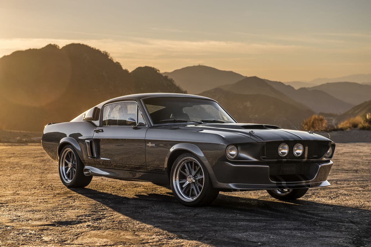 Side profile of 1967 Ford Mustang GT500 with wheels