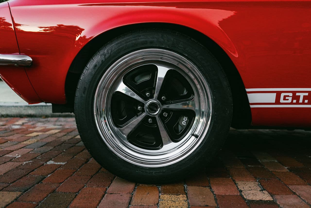 Rear view of 1967 Ford Mustang GT500 with wheels