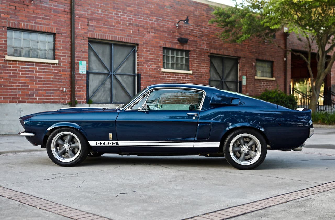 Rear view of 1967 Ford Mustang Shelby GT500 with wheels