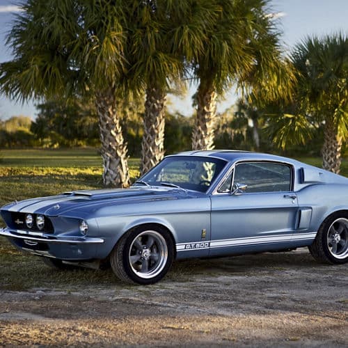 Interior of 1967 Ford Mustang Shelby GT500 with wheels