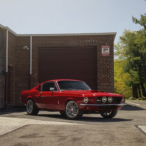 Detail view of 1967 Ford Mustang Shelby GT500 with wheels