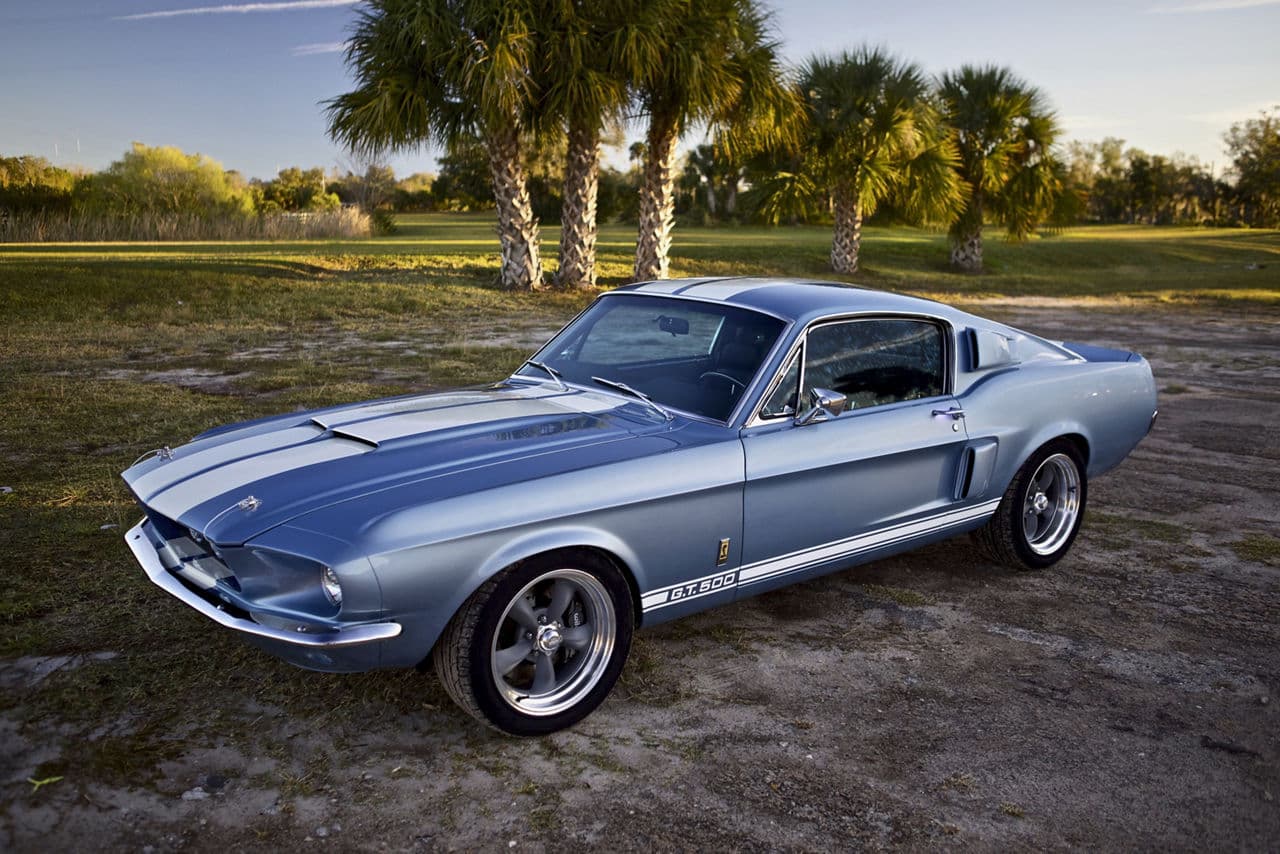 Detail view of 1967 Ford Mustang Shelby GT500 with wheels