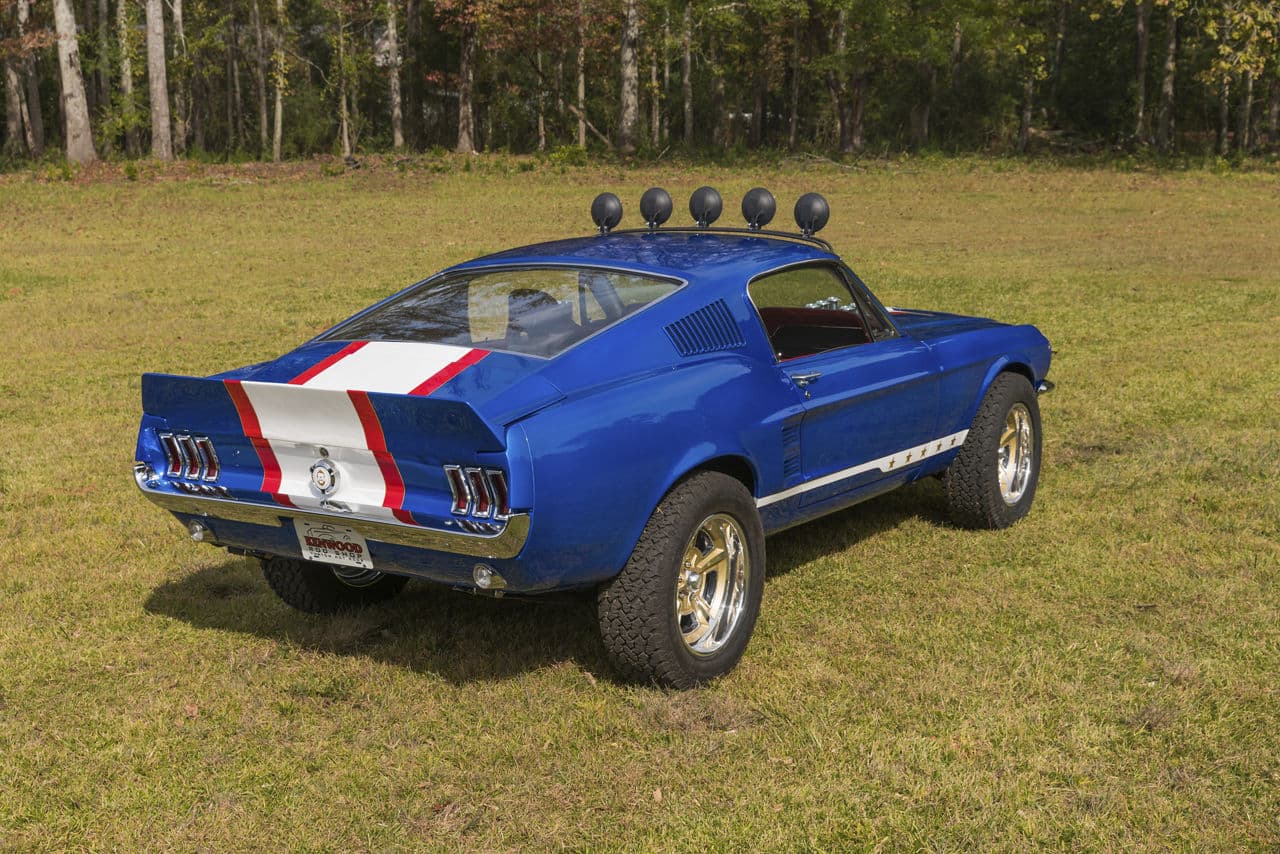 Rear view of 1967 Ford Mustang with wheels