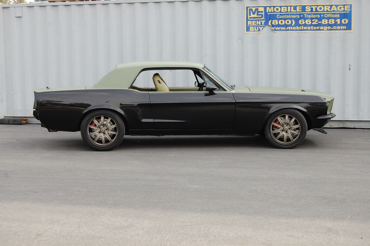 Interior of 1968 Ford Mustang with wheels