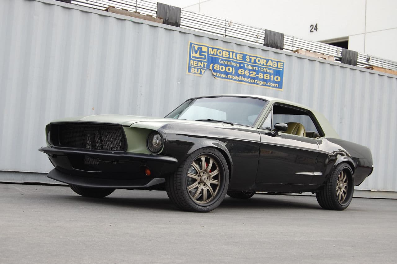 Detail view of 1968 Ford Mustang with wheels