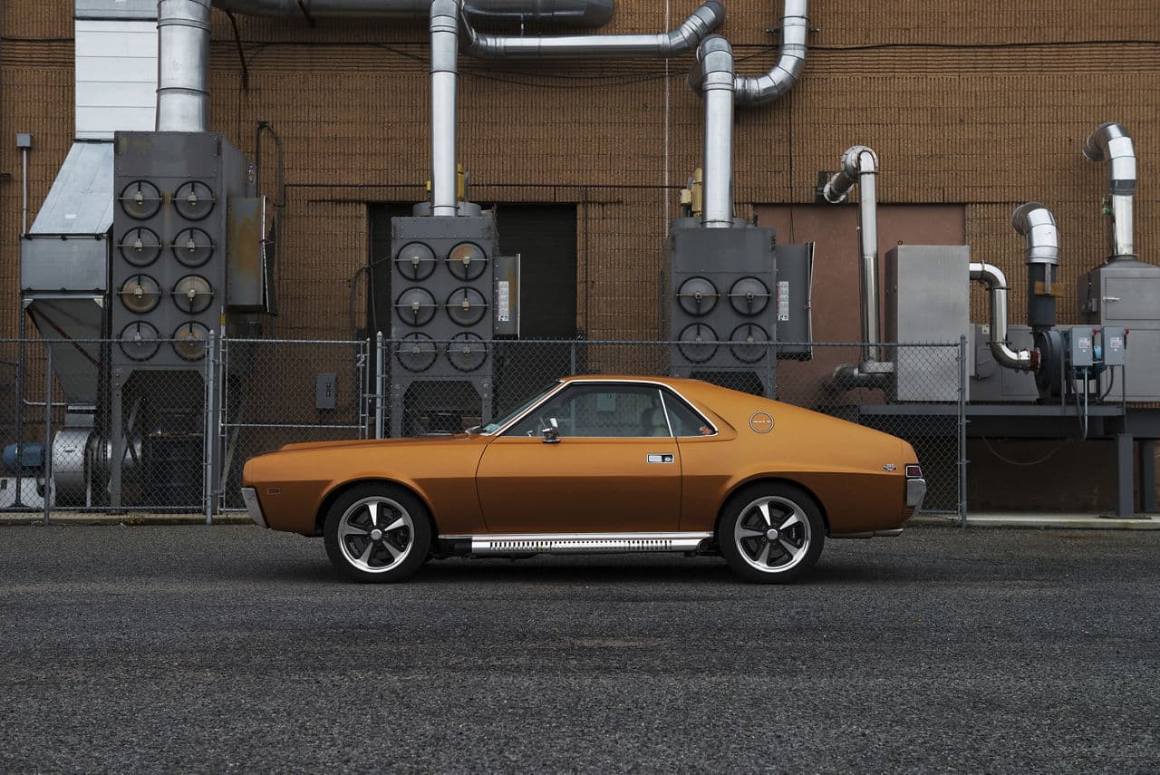Detail view of 1969 AMC AMX with wheels